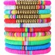 12Pcs Heishi Surfer Bracelets For Women Colorful Friendship Vsco Boho Bead Bracelet Stackable Rainbow Bracelet Polymer Clay Elastic Rope Bracelet Summer Beach Jewelry 12Pcs Heishi Surfer Bracelets For Women Colorful Friendship Vsco Boho Bead Bracelet Stackable Rainbow Bracelet Polymer Clay Elastic Rope Bracelet Summer Beach Jewelry